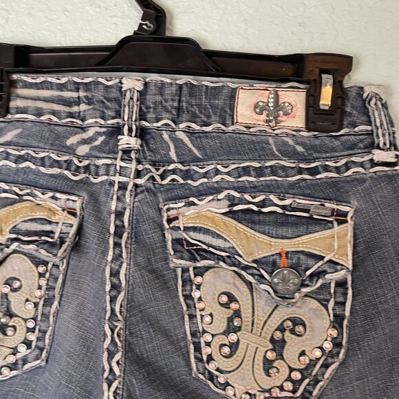 Laguna Beach Women’s Size 29 Bootcut Jeans Fleur-de-Lis Embroidered Rhinestone P - Picture 8 of 15